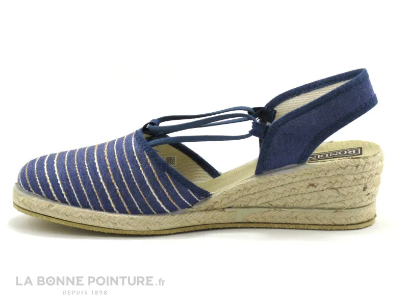 Achat chaussures Rondinaud Femme Chaussure en Toile, vente Rondinaud LEDE Beige - Bleu Jeans - Espadrille compensee