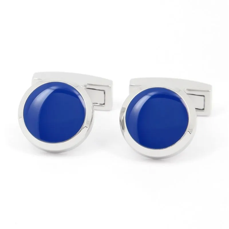 Boutons de manchette ronds bleus Montreux II