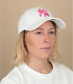 Casquette baseball femme NY blanche - Casquette Wmn League Ess 9Forty NY white pink New Era : Headict