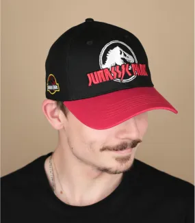 Casquette baseball jurassic park noire et rouge - Casquette Jurassic Park Rock : Headict