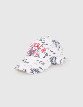 Casquette écrue imprimé toile de Jouy fille