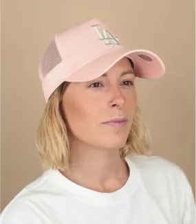 casquette trucker femme LA rose - Casquette Wmn Metallic Trucker LA pink limonade New Era : Headict