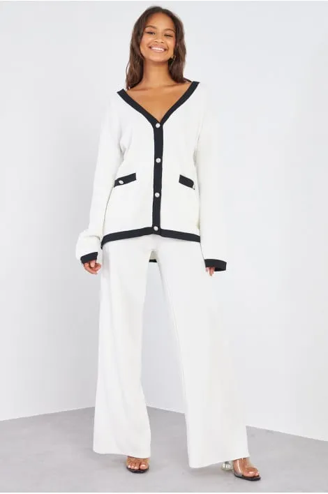 Ensemble d'éxception high quality 3 pièces gilet+top+pantalon blanc/noir