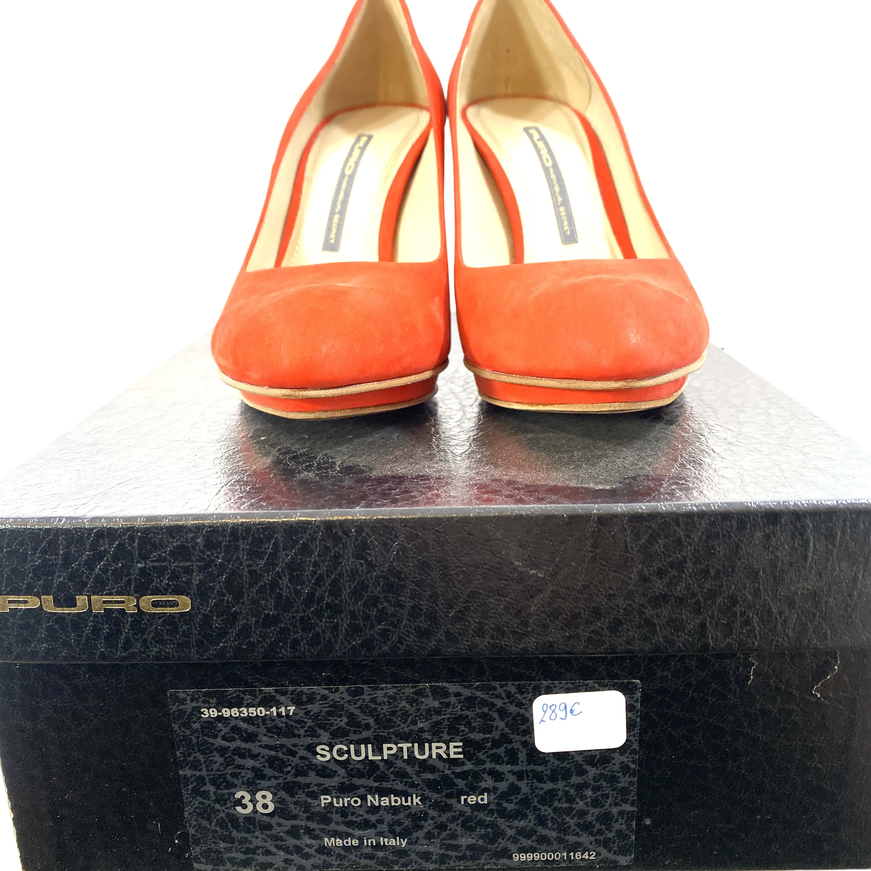 Escarpins rouge marque Pure - Puro " sculpture" taille 38 made in Italie avec sa boîte d'origine 