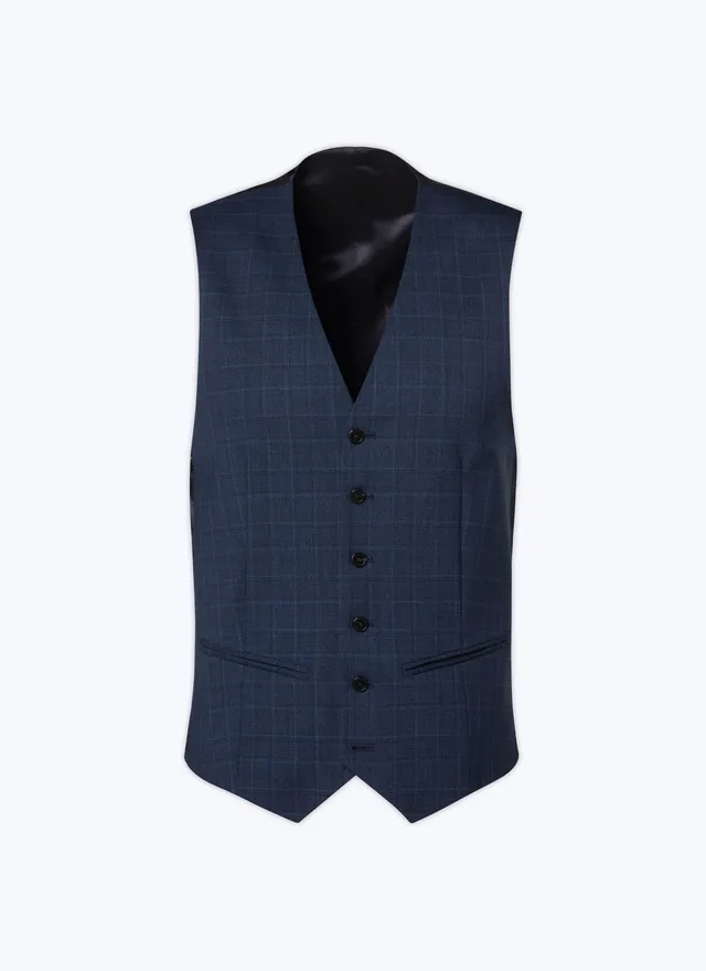 Gilet Costume Bleu Marine Prince de Galles Homme - Fursac - G3BILG-VC09-32