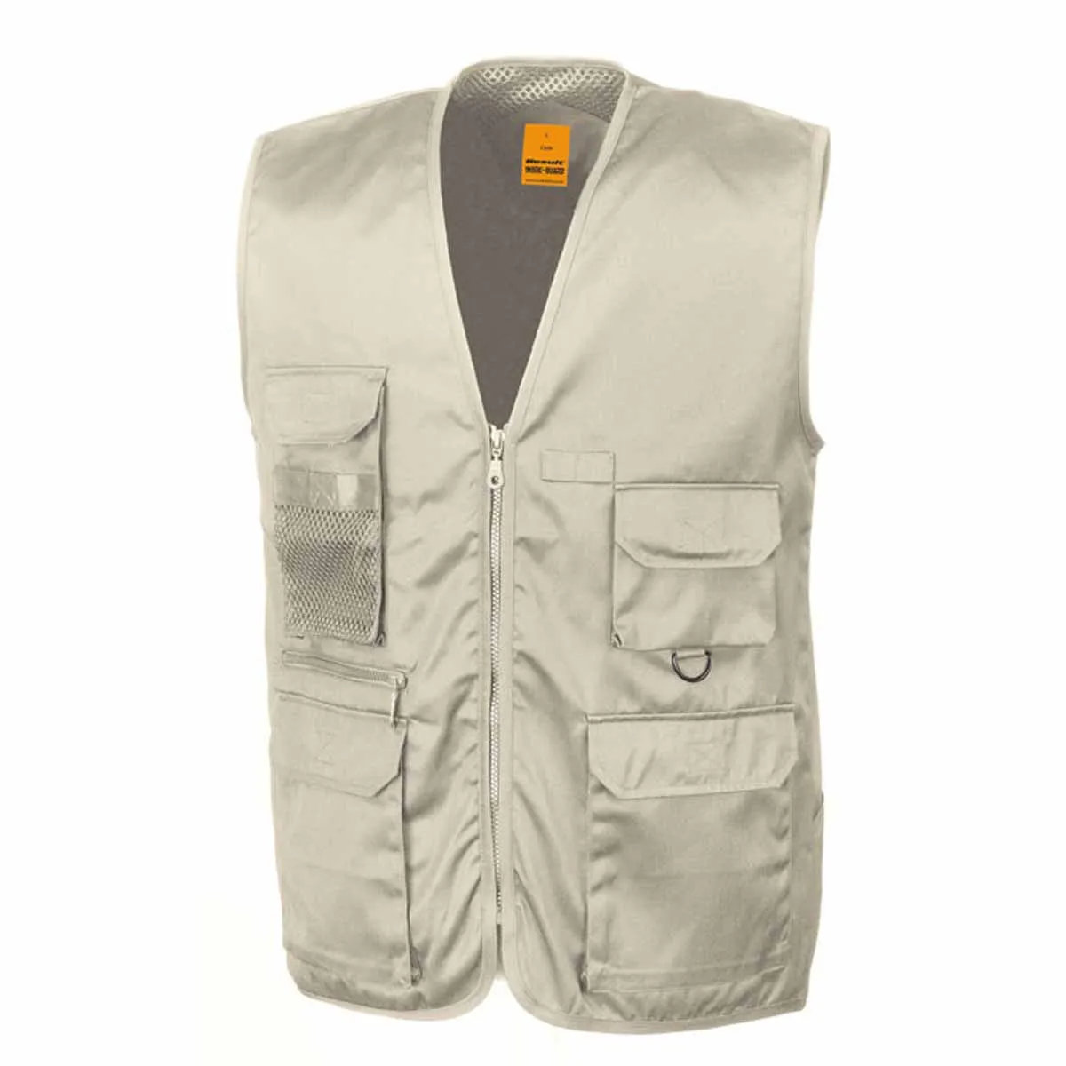 Gilet safari multipoches sans manches - R045X - beige - reporter 