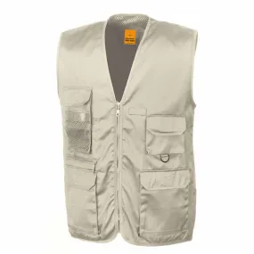 Gilet safari multipoches sans manches - R045X - beige - reporter 