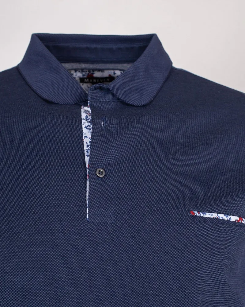 Polo oxford mercerisé Maneven grande taille bleu - Size-factory