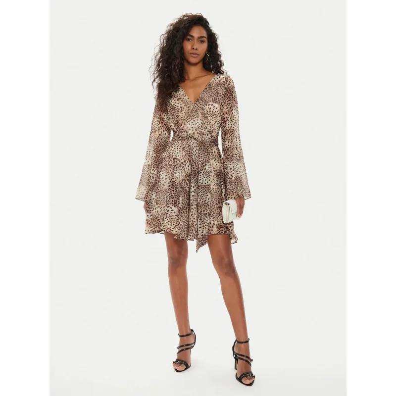 Robe mini léopard laila marron femme - Guess | wimod