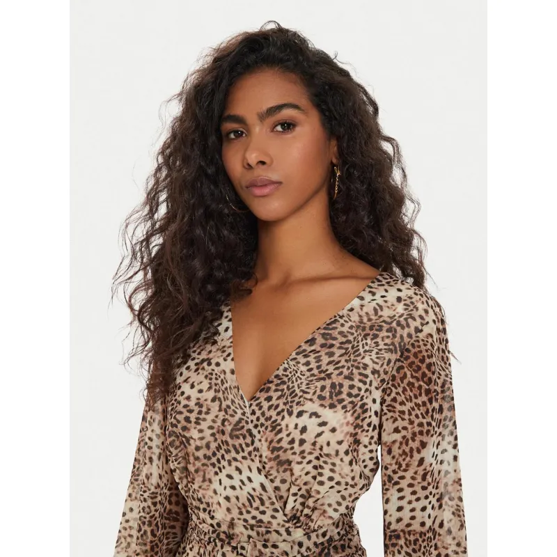 Robe mini léopard laila marron femme - Guess | wimod