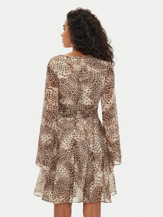 Robe mini léopard laila marron femme - Guess | wimod