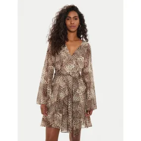 Robe mini léopard laila marron femme - Guess | wimod